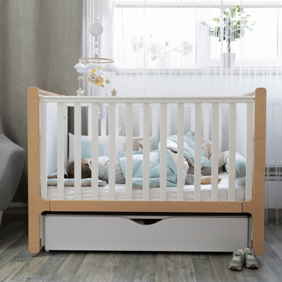 Dětská postýlka Markito Gekko Kids 120x60. Bílá / Přírodní Buk